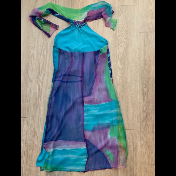 MaxMara Italy 100% silk watercolor dress 10 - Picture 2 of 8